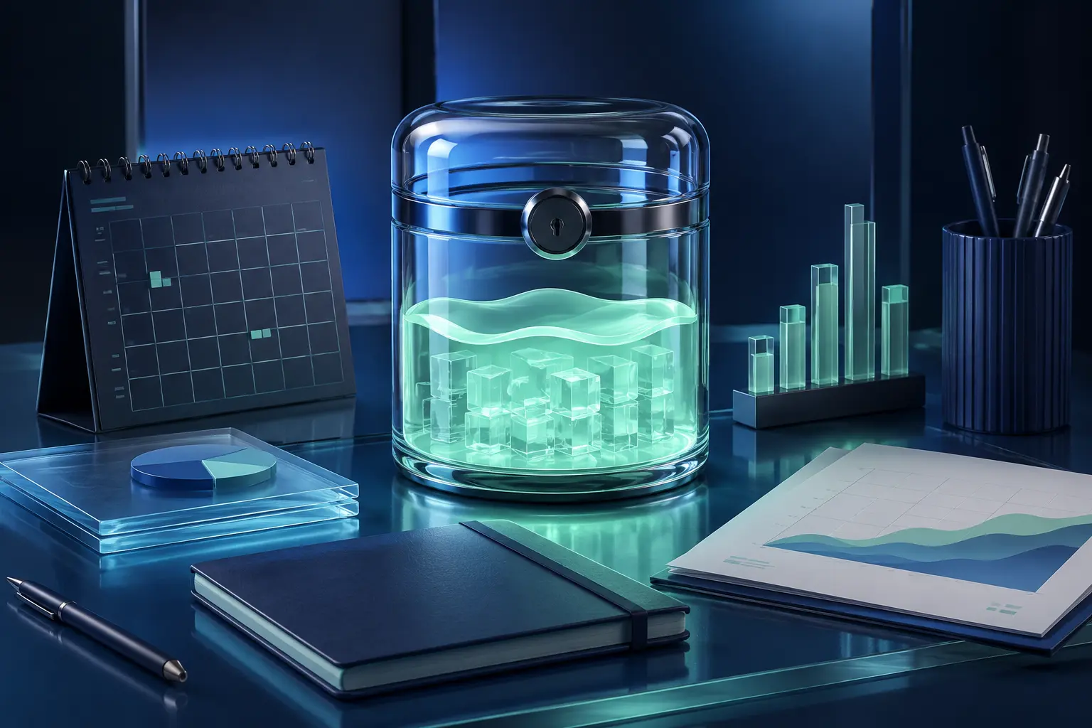 A secure transparent reserve vessel with an organised tax calendar and forecast documents