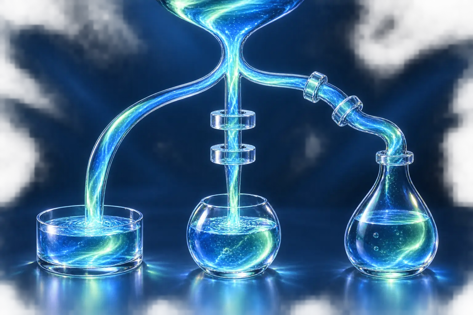 One savings stream dividing into three distinct translucent destinations with different access paths