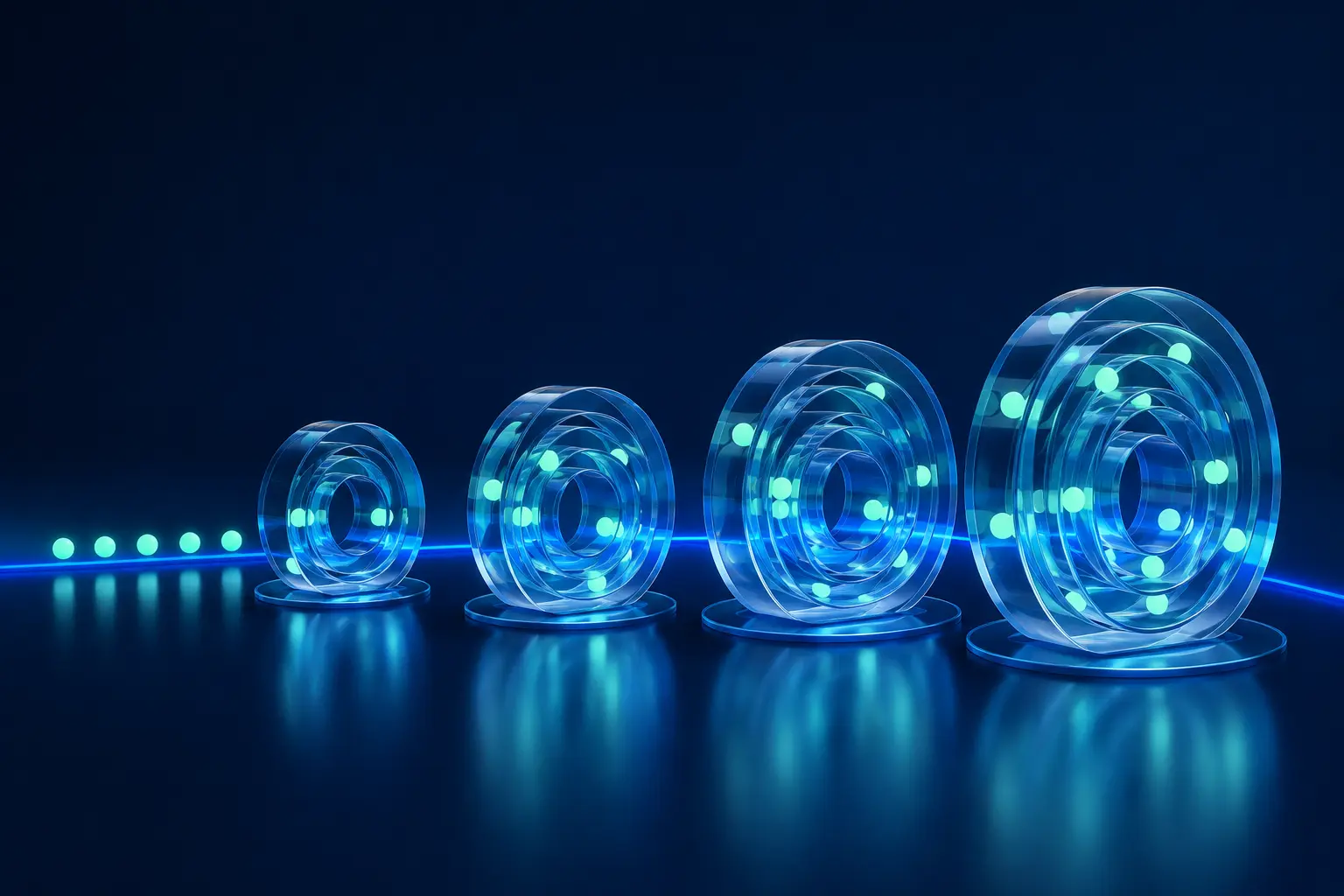 Small regular inputs accumulating through progressively larger translucent growth cycles